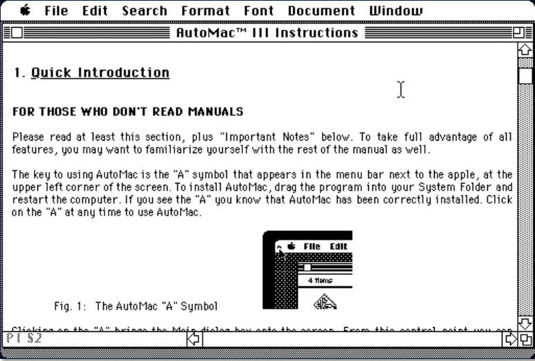 Interface Word 3.0 para Macintosh. 