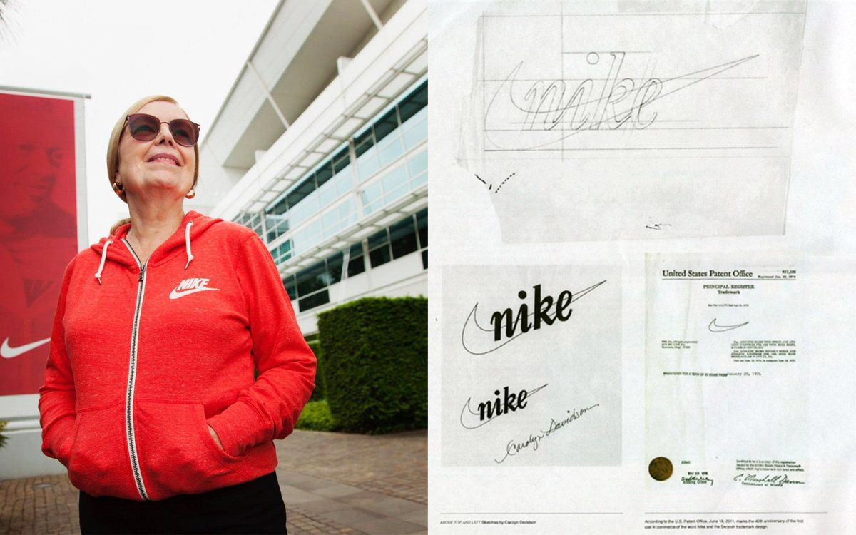 Carolyn Davis e o "Swoosh", o logo da Nike que ela criou ainda como estagiária da empresa